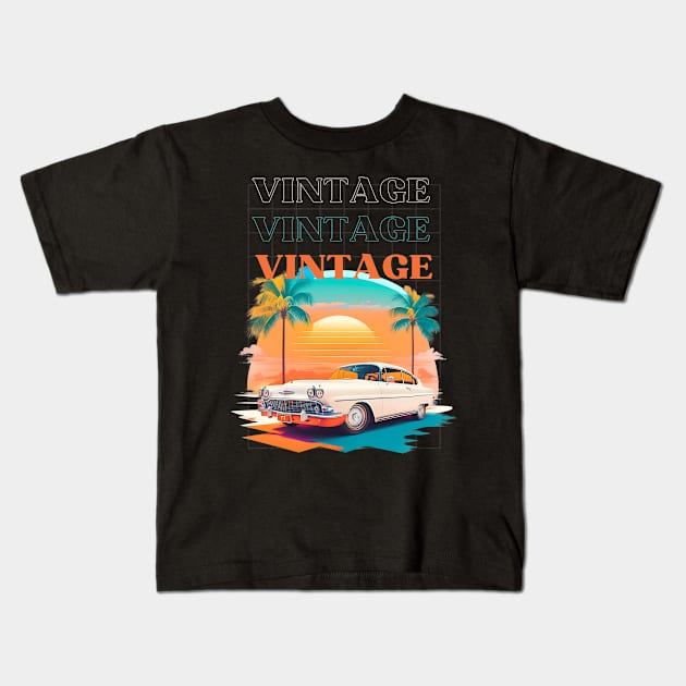 Vintage Car Kids T-Shirt by KreativPix